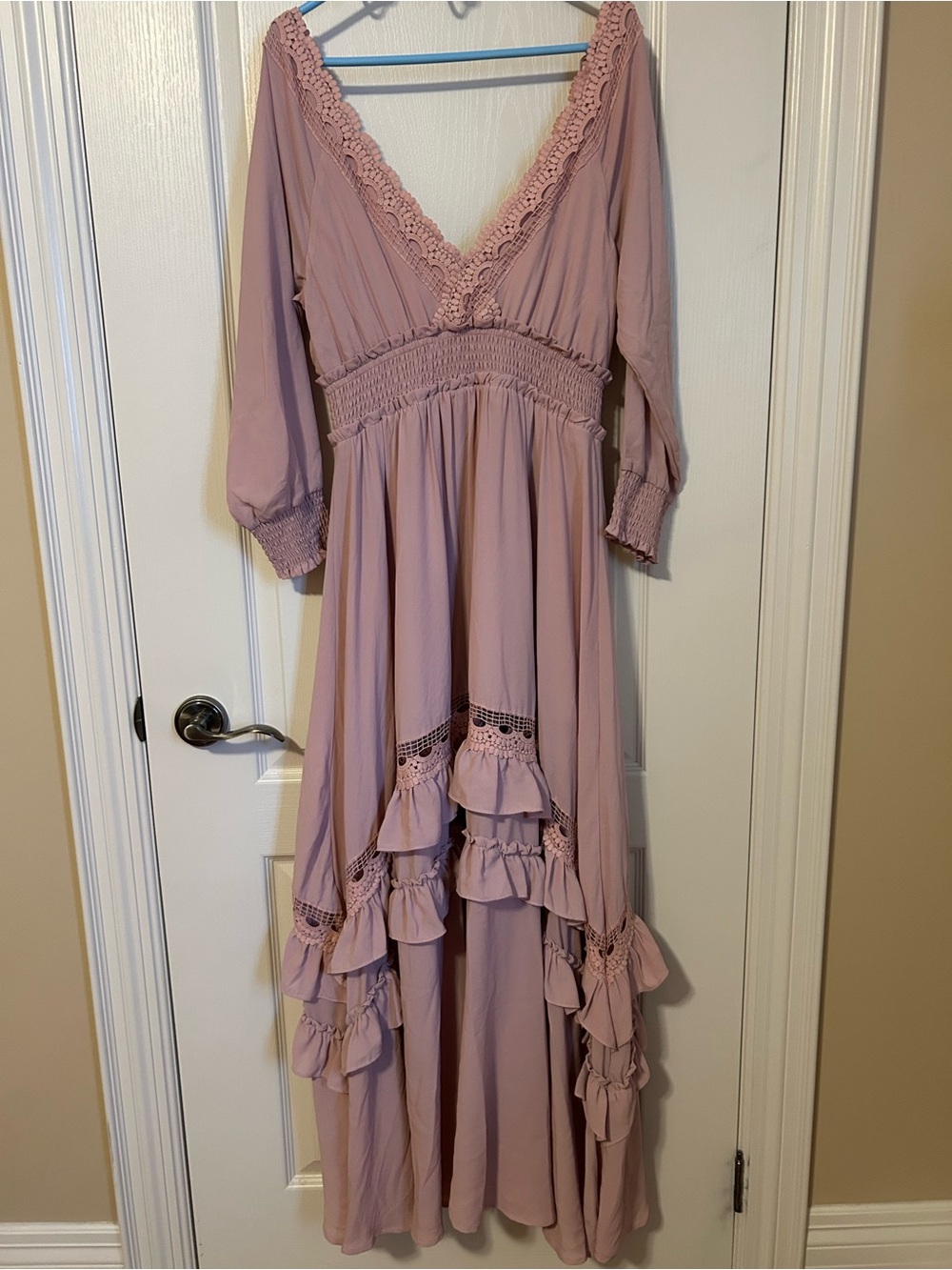 Baltic Born Dusty Rose V-Neck Ruffle Maxi Dress - Picture 5 of 7